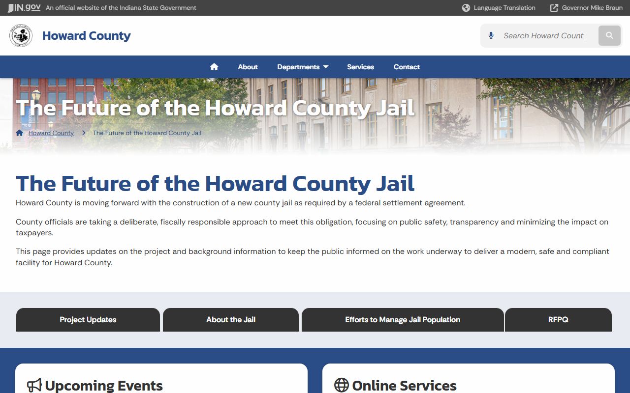 Howard County inmate population new jail project capacity source
