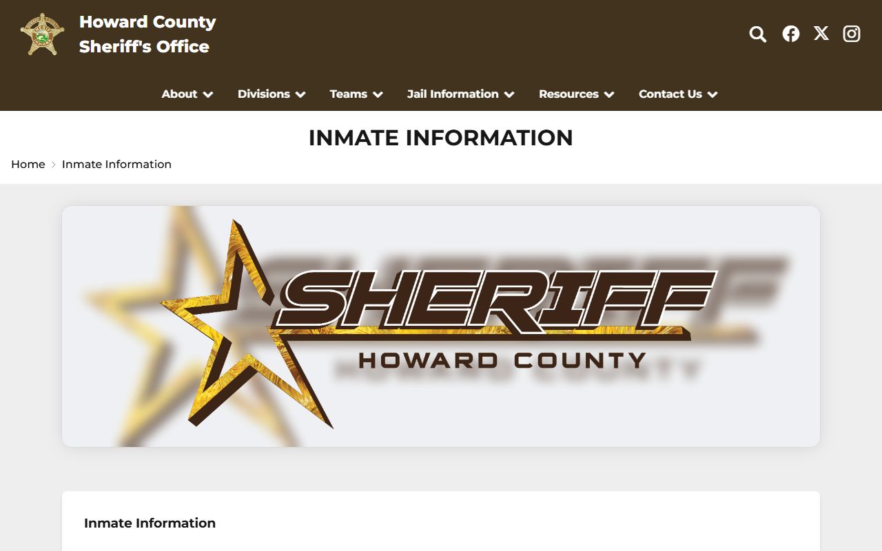 Howard County inmate population jail information rules