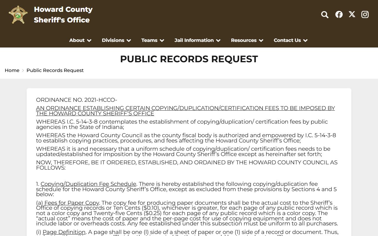 Howard County booking photo public records request route